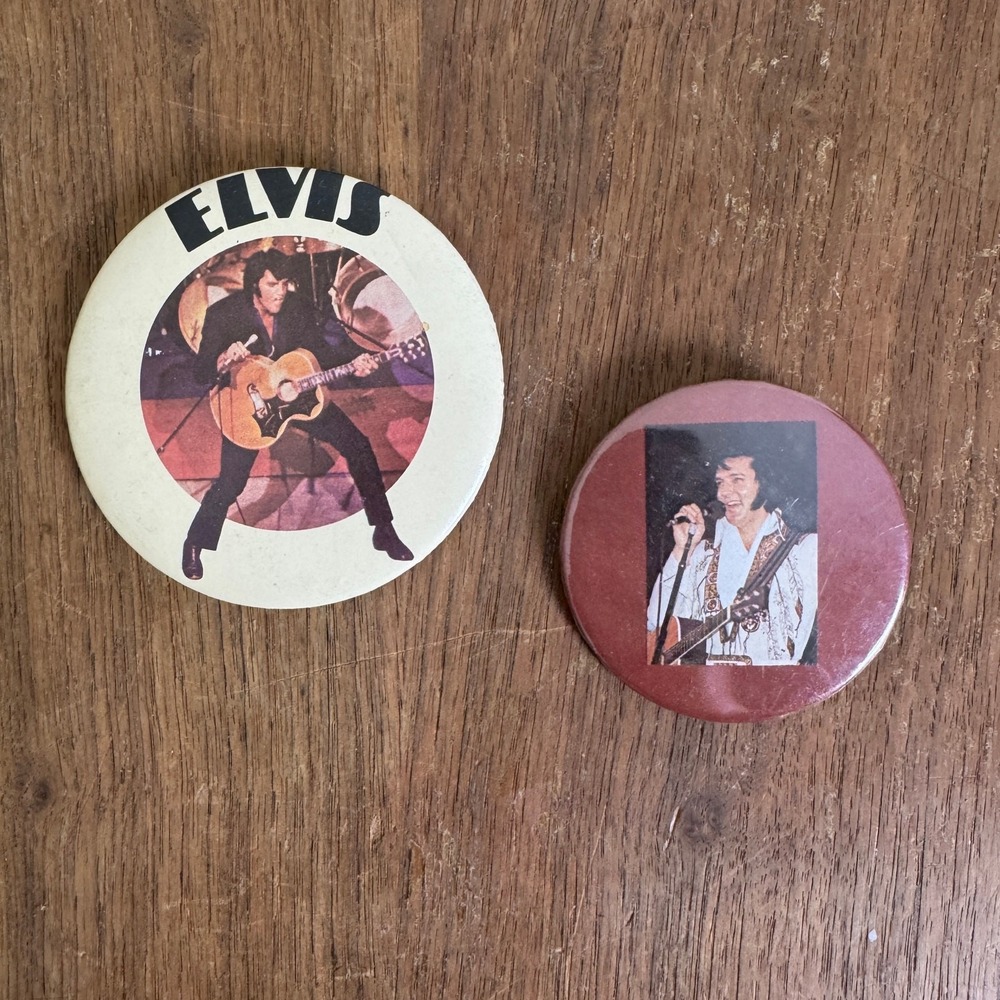 Vintage Elvis Presley Pinback Button Lot of‎ 2 Badge-A-Minit LaSalle IL